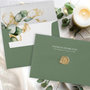 Elegant Gold Greenery Wedding Envelope