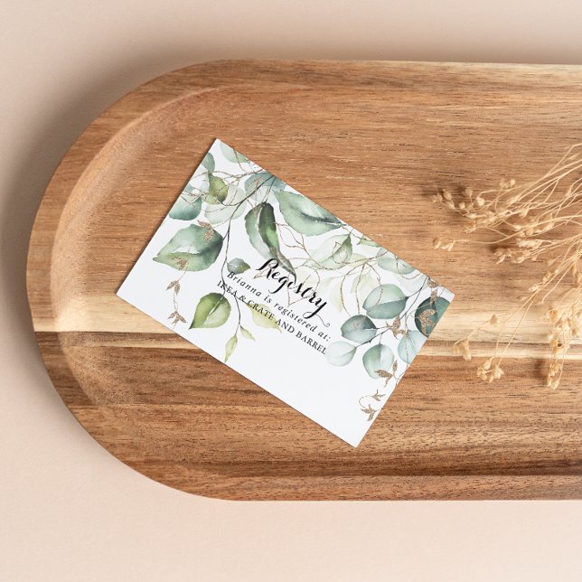 Elegant Gold Greenery Wedding Gift Registry Enclosure Card (Creator Uploaded)