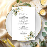 Elegant Gold Greenery Wedding Menu Card<br><div class="desc">Prepare to embark on a magical journey of love with our breathtaking wedding suite, crafted especially for lovers of nature! This fabulous collection is the ultimate addition to your dreamy garden party or enchanting nature-themed celebration. It includes everything you could possibly need, from a stunning welcome sign to personalised napkins...</div>