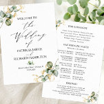 Elegant Gold Greenery Wedding Program Invitation<br><div class="desc">A simple chic wedding ceremony order of service program. Easy to personalise with your details. Check the collection for matching items. CUSTOMIZATION: If you need design customisation,  please get in touch with me via chat; if you need information about your order,  shipping options,  etc.,  please contact Zazzle support directly.</div>