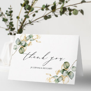 Elegant Gold Greenery Wedding Thank You Card