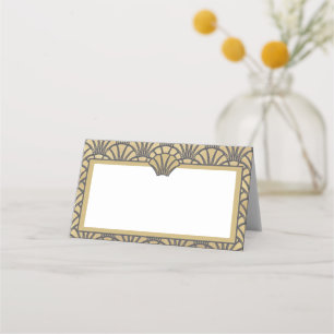 Elegant Gold Grey Art Deco Wedding Event Place Card