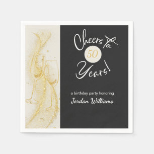Elegant Gold Grey Cheers to 50 Years Birthday Napkin