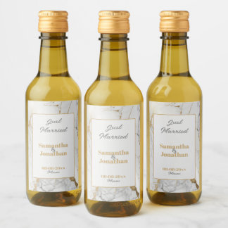 Elegant Gold Grey Marble Wine Label