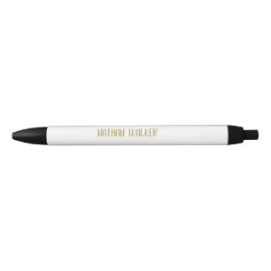 Elegant Gold & Grey Monogram I Minimalist Elegant Black Ink Pen