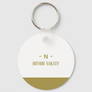Elegant Gold & Grey Monogram I Minimalist Elegant  Key Ring