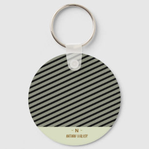 Elegant Gold & Grey Monogram I Minimalist Elegant Key Ring