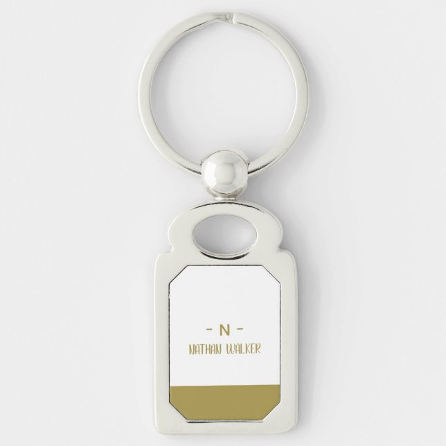 Elegant Gold & Grey Monogram I Minimalist Elegant  Key Ring (Front)