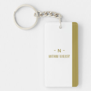 Elegant Gold & Grey Monogram I Minimalist Elegant Key Ring