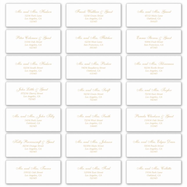 Elegant Gold Guest Address Labels (Front)