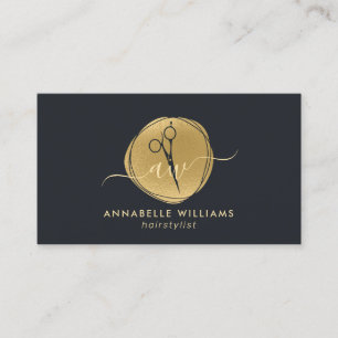 Elegant Gold Hairstylist Logo Business Card
