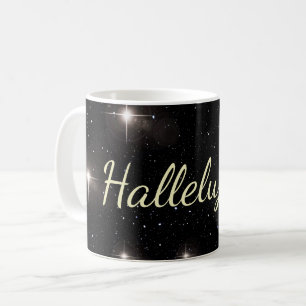Elegant Gold Hallelujah! On Stars Black Holiday Coffee Mug