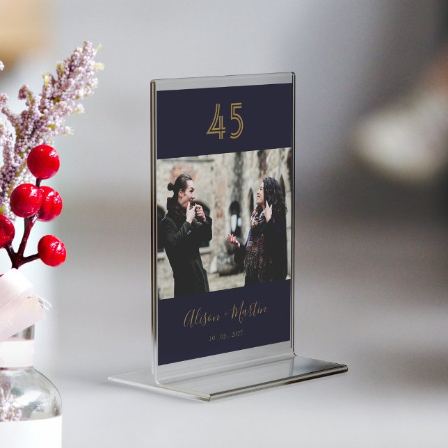 Elegant Gold Hand Lettered Photo Table Card (Personalized Elegant Gold Hand Lettered Photo Table Card)