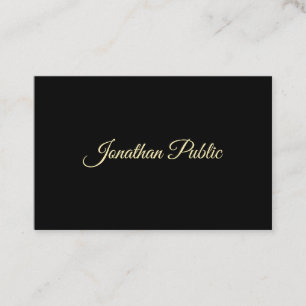 Elegant Gold Hand Script Font Text Professional Business Card
