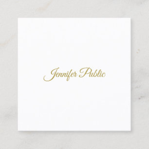 Elegant Gold Handwritten Script Minimalist Design Square Business Card