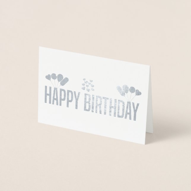 Elegant Gold Happy Birthday Balloons Foil Card (Front)
