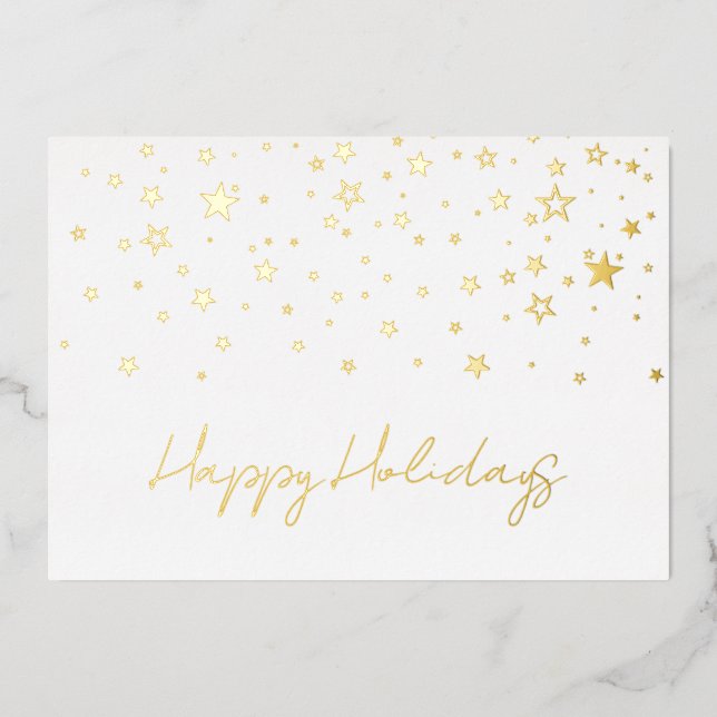 Elegant Gold Happy Holidays Company Foil Card (Front)