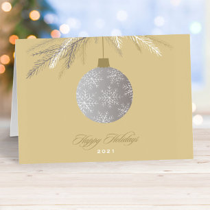 Elegant Gold Happy Holidays Ornament Business Holiday Card