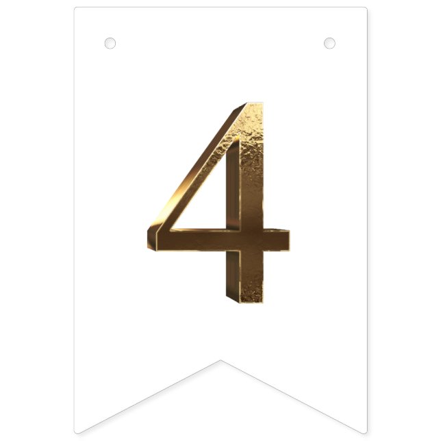 Elegant Gold Happy New Year 2024 Numbers White Bunting (Fifth Flag)