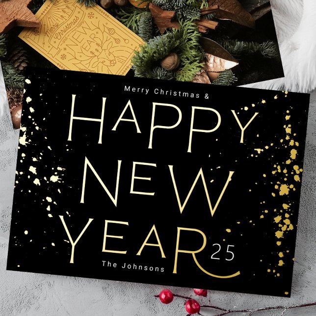 Elegant Gold HAPPY NEW YEAR 2026 Foil Holiday Card (Creator Uploaded)