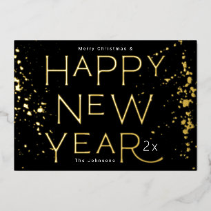 Elegant Gold HAPPY NEW YEAR 2026 Foil Holiday Card