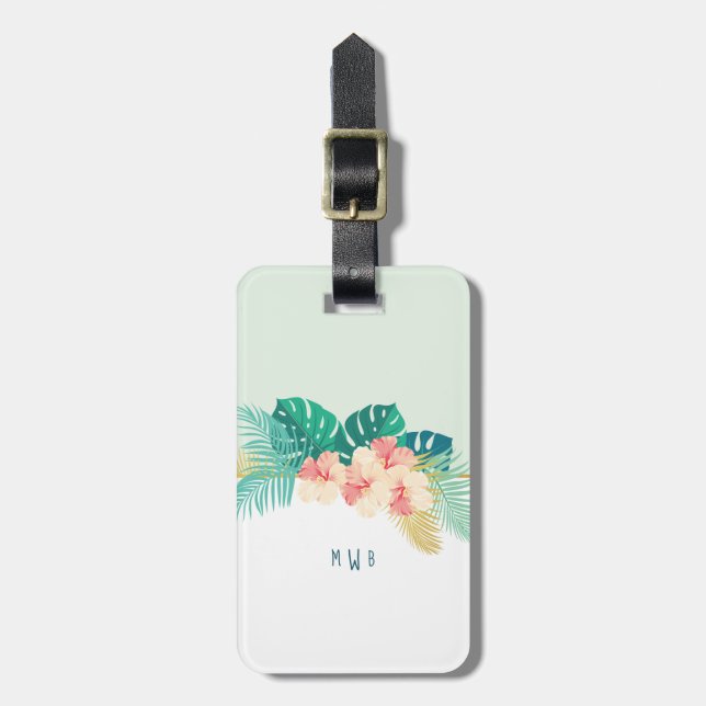 Elegant Gold Hawaiian Hibiscus Luggage Tag (Front Vertical)