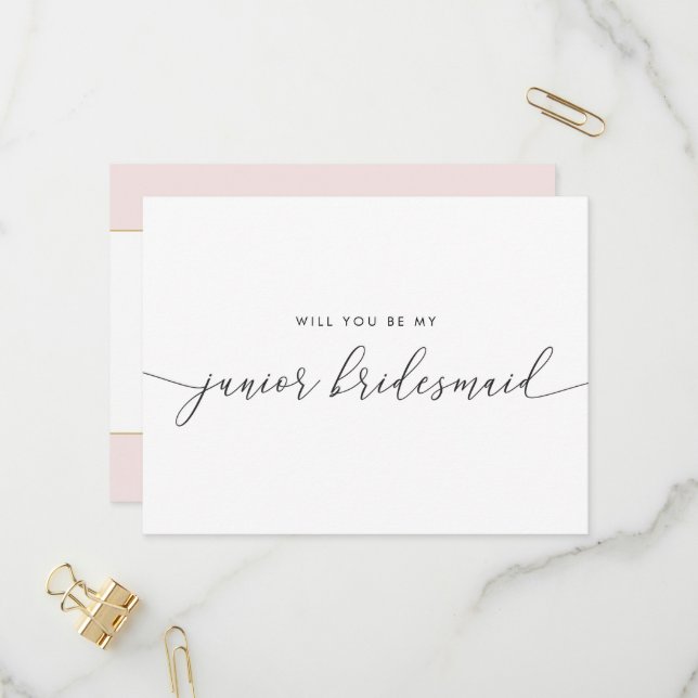 Elegant Gold Heart Be My Junior Bridesmaid Invitation Postcard (Front/Back In Situ)