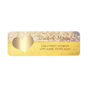 Elegant,Gold Heart,Bokeh Address Label