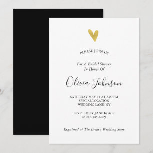 Elegant Gold Heart Bridal Shower Invitation