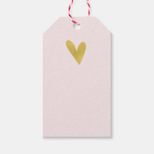 Elegant Gold Heart Custom Gift Tags   Blush Pink