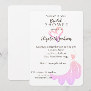 Elegant Gold  Heart, Dress  Bridal Shower Invitation