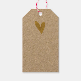 Elegant Gold Heart Kraft Custom Gift Tags
