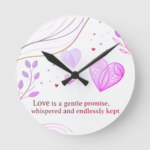 Elegant Gold Heart Love Art  Round Clock