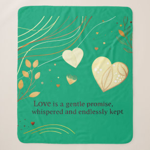 Elegant Gold Heart Love Art Sherpa Blanket