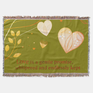 Elegant Gold Heart Love Art Throw Blanket