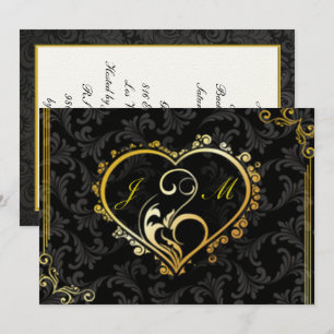 Elegant Gold Heart Monogram Bachelorette Party Invitation