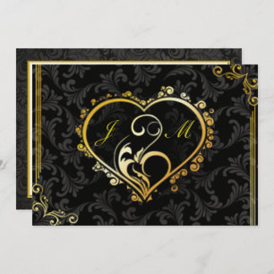 Elegant Gold Heart Monogram Bridal Shower Invite