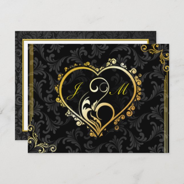 Elegant Gold Heart Monogram Maid Of Honour Card (Front/Back)