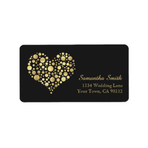 Elegant Gold Heart on Dusty Black Label