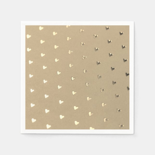 Elegant Gold Heart Paper Napkins (Front)