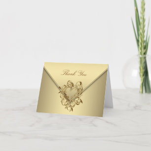 Elegant Gold Heart Thank You Cards