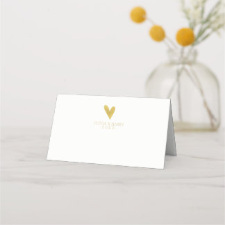 Elegant Gold Heart | Wedding Folded Place Cards