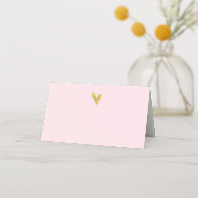 Elegant Gold Heart Wedding Place Cards (Front)