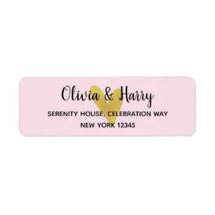 Elegant Gold Heart Wedding Return Address Labels