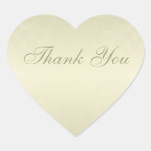 Elegant Gold Heart Wedding Thank You Sticker