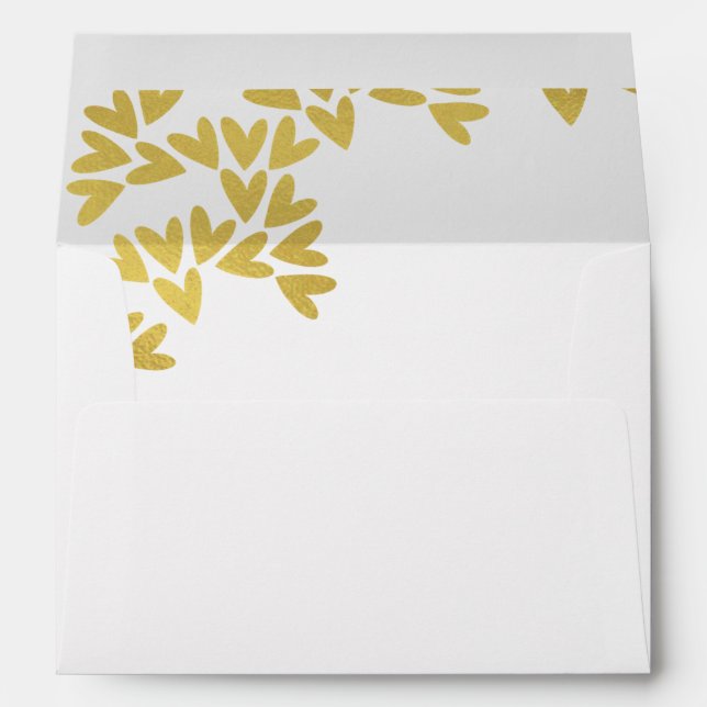 Elegant Gold Hearts | 5x7 Wedding Envelope (Back (Bottom))