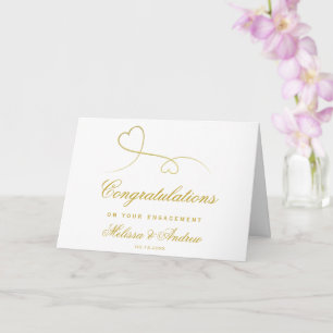 Elegant Gold Hearts   Engagement Congratulations  Card
