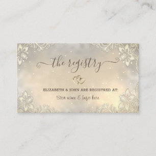 Elegant Gold Hearts Frame Lace Wedding Enclosure Card
