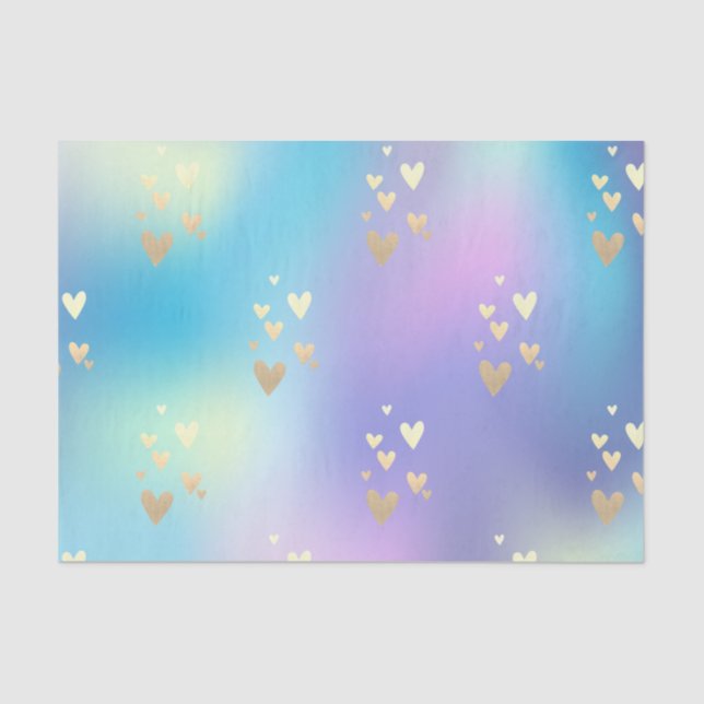 Elegant Gold Hearts Ombre Colourful  Tissue Paper (Front)
