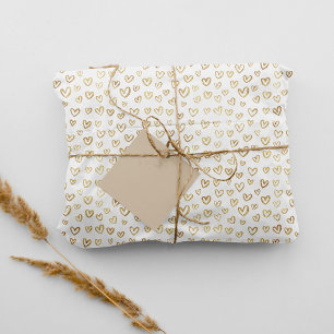 Elegant Gold Hearts Pattern on White Tissue Paper